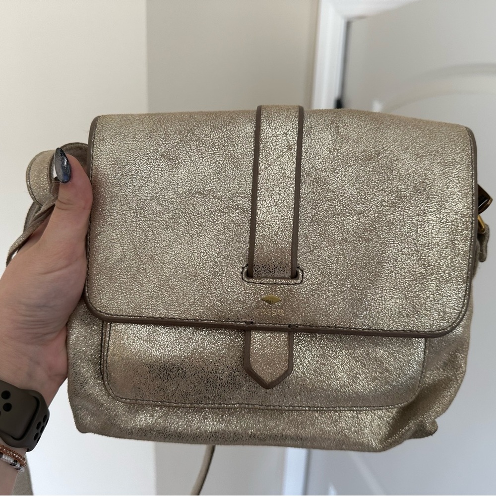 Gold Fossil Crossbody Purse
